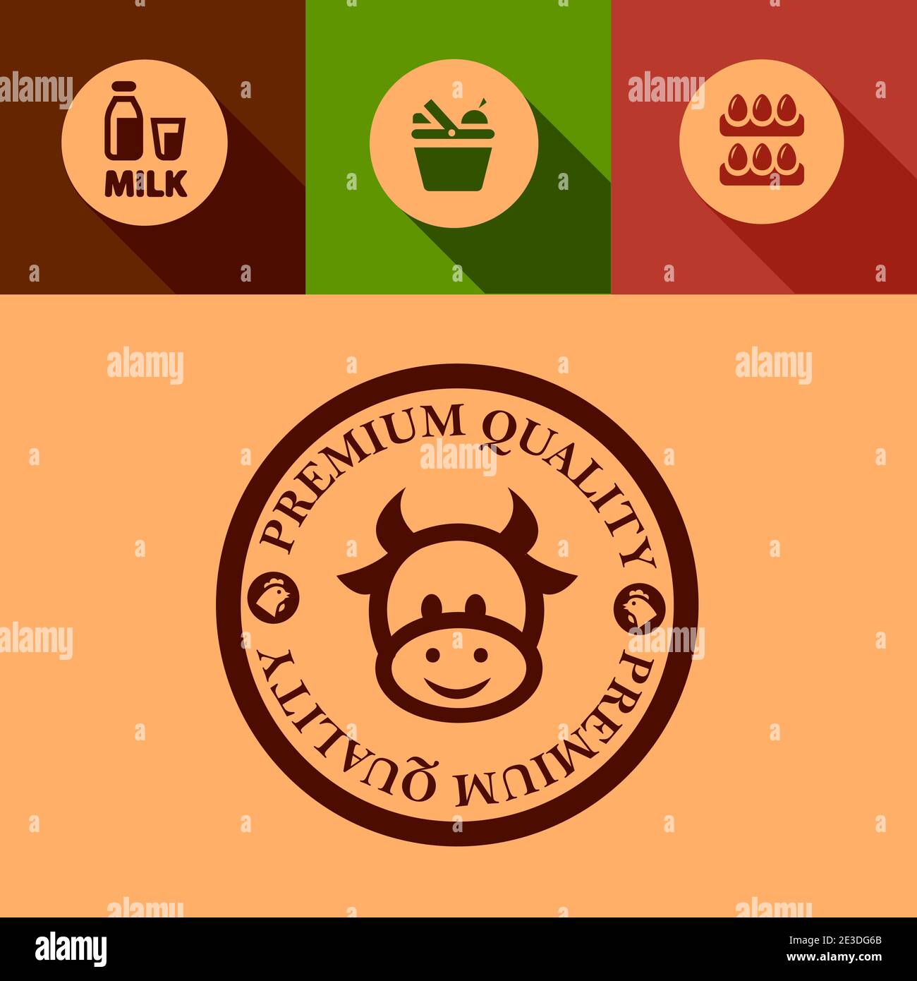 Premium-Produkte Designelemente im flachen Design-Stil. Stock Vektor