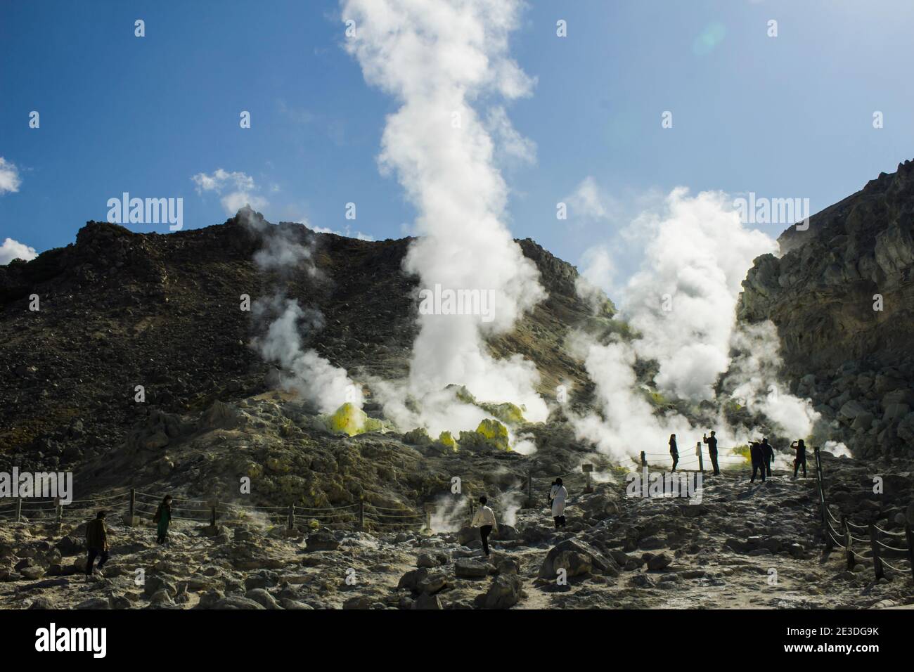 Landschaft von 'M tt IOU', ein Touristenziel des Akan Mashu Nationalparks in Hokkaido, Japan Stockfoto