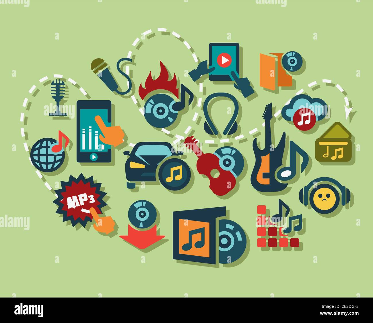 Flat Vector Music Icon Set für Web und Handy. Stock Vektor