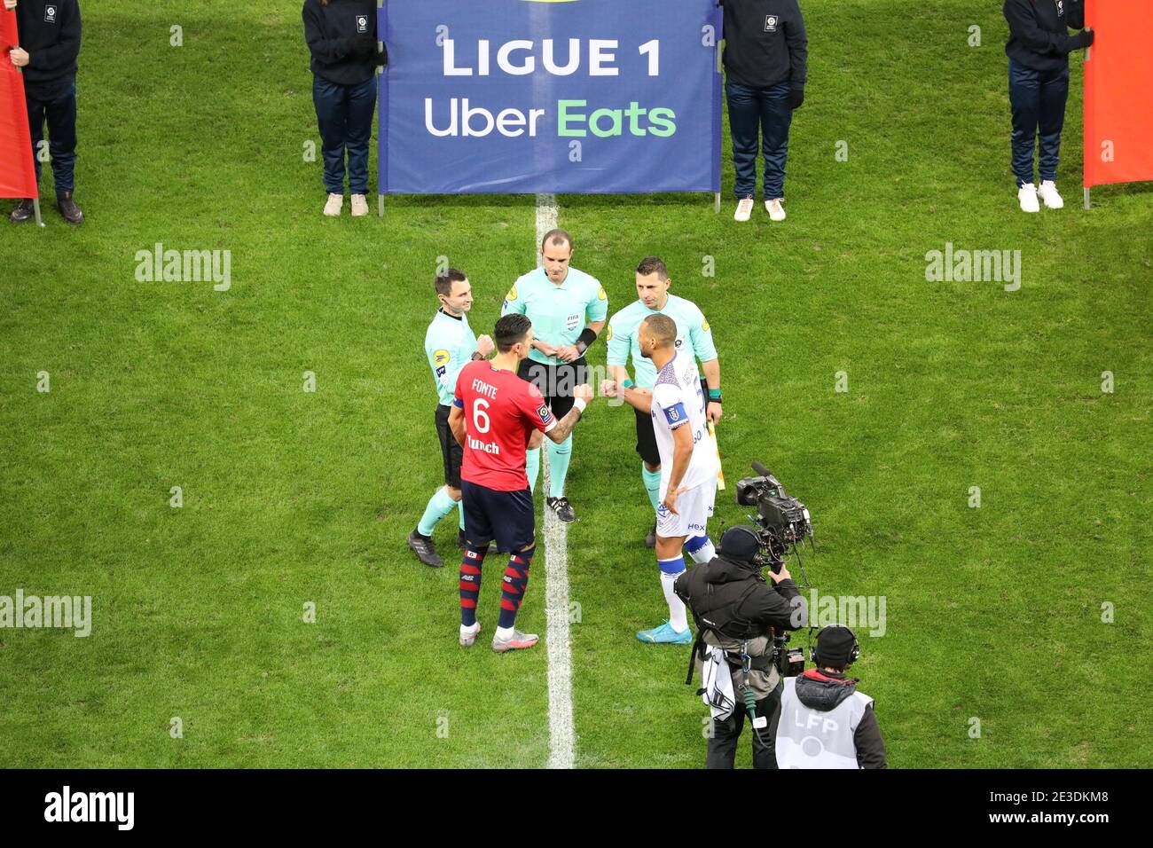 Kapitän FONTE 6 LOSC und Kapitän ABDELHAMID 5 REIMS während Die französische Meisterschaft Ligue 1 Fußballspiel zwischen Lille OSC An/lm Stockfoto