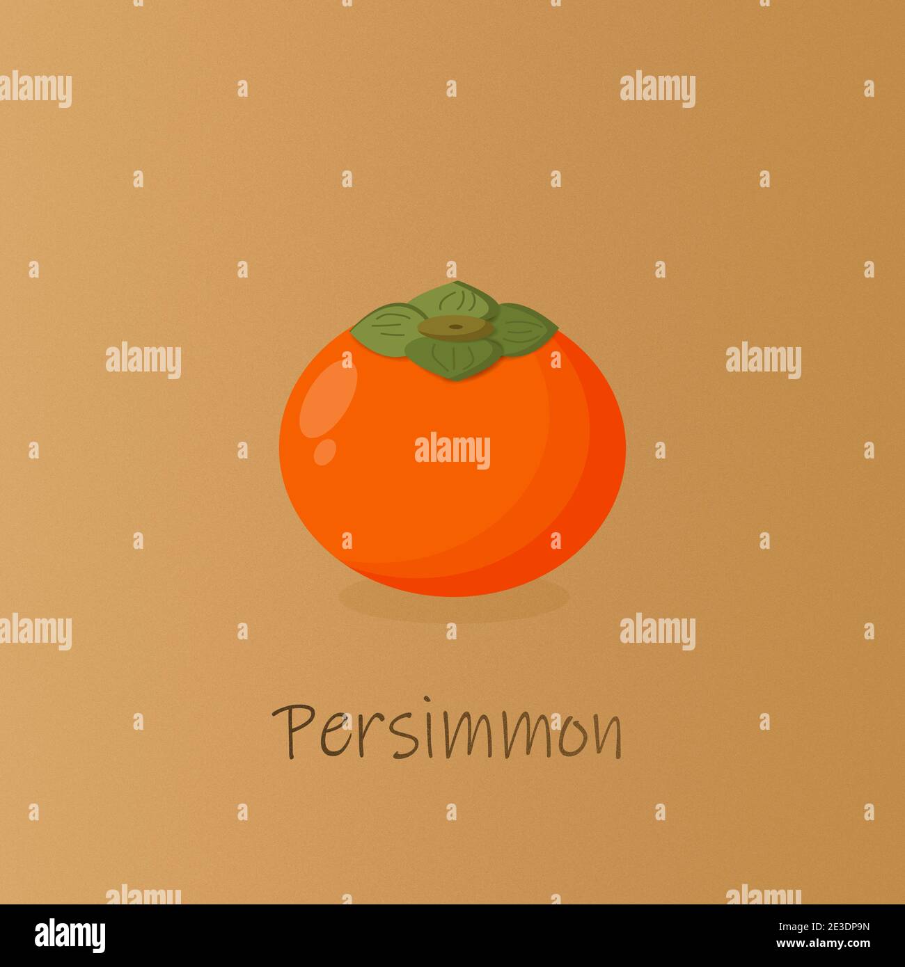 Moderne Illustration von reifen Kakimmon. Schlichter, flacher Stil. Persimmon-Logo. Stockfoto