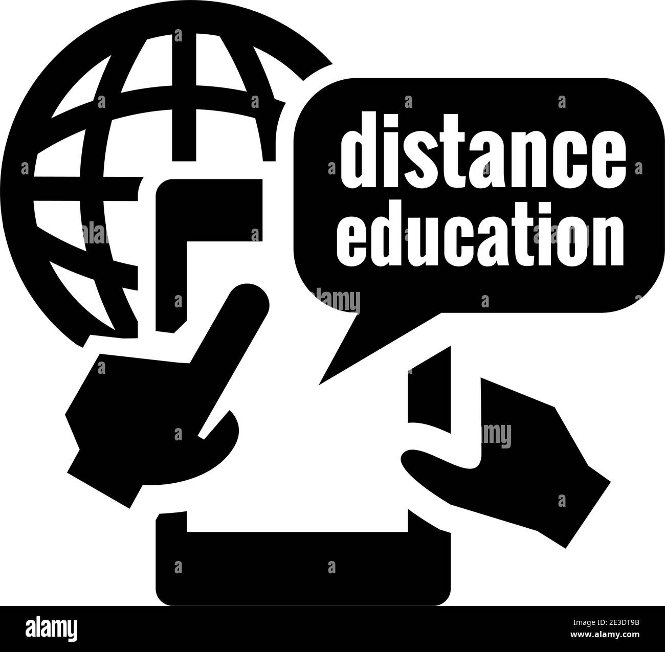 Vector Black Distance Education Concept Icon für Web und Mobile. Stock Vektor