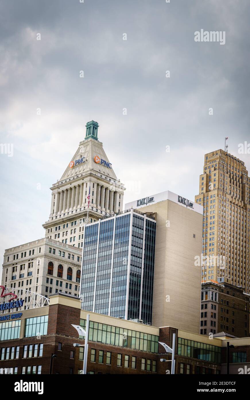 Cincinnati, Ohio, 29. August 2020: Cluster von Hochhäusern in der Innenstadt von Cincinnati, Ohio Stockfoto
