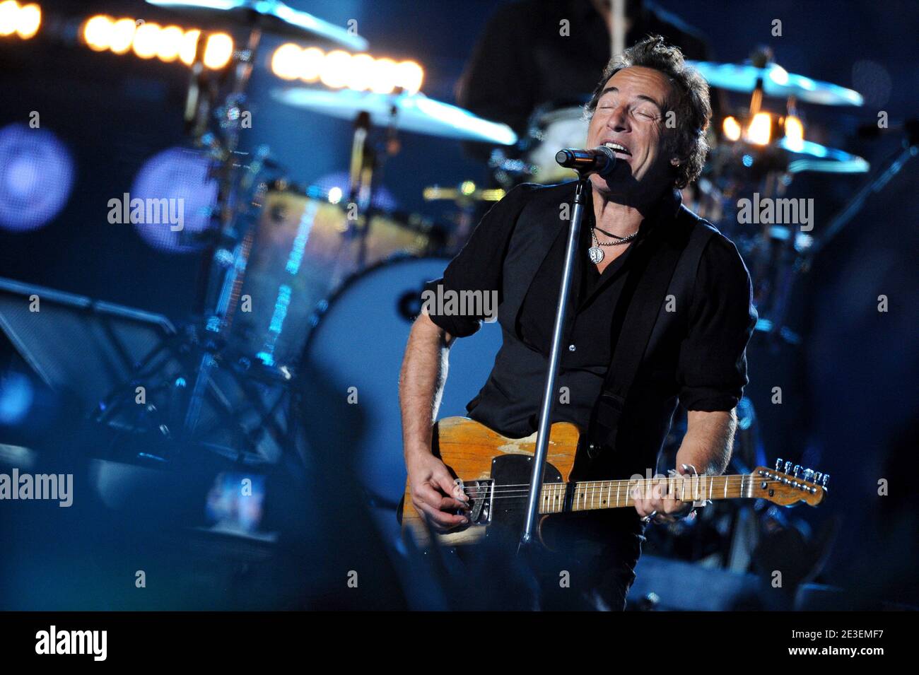 Bruce Springsteen tritt beim Super Bowl XLIII auf. Tampa, Florida, USA am 1. Februar 2009. Foto von Lionel Hahn/ABACAPRESS.COM Stockfoto