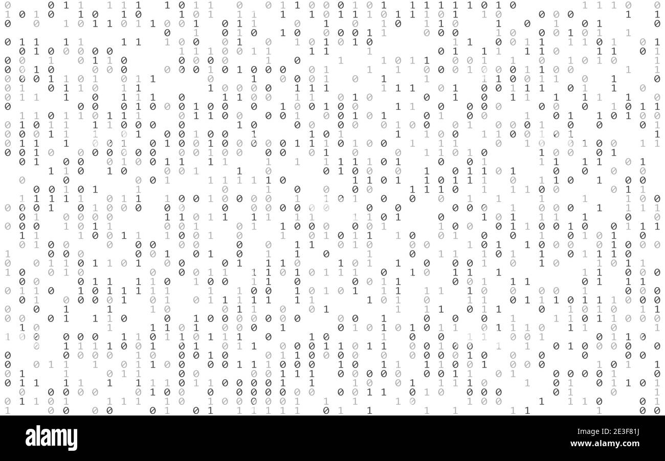 Binärer Hintergrund. Fallende Ziffern auf weißem Hintergrund. Matrixeffekt mit fallenden Zahlen. Digitaler Datenstrom. Zufälliger Binärcode. Vektor Stock Vektor