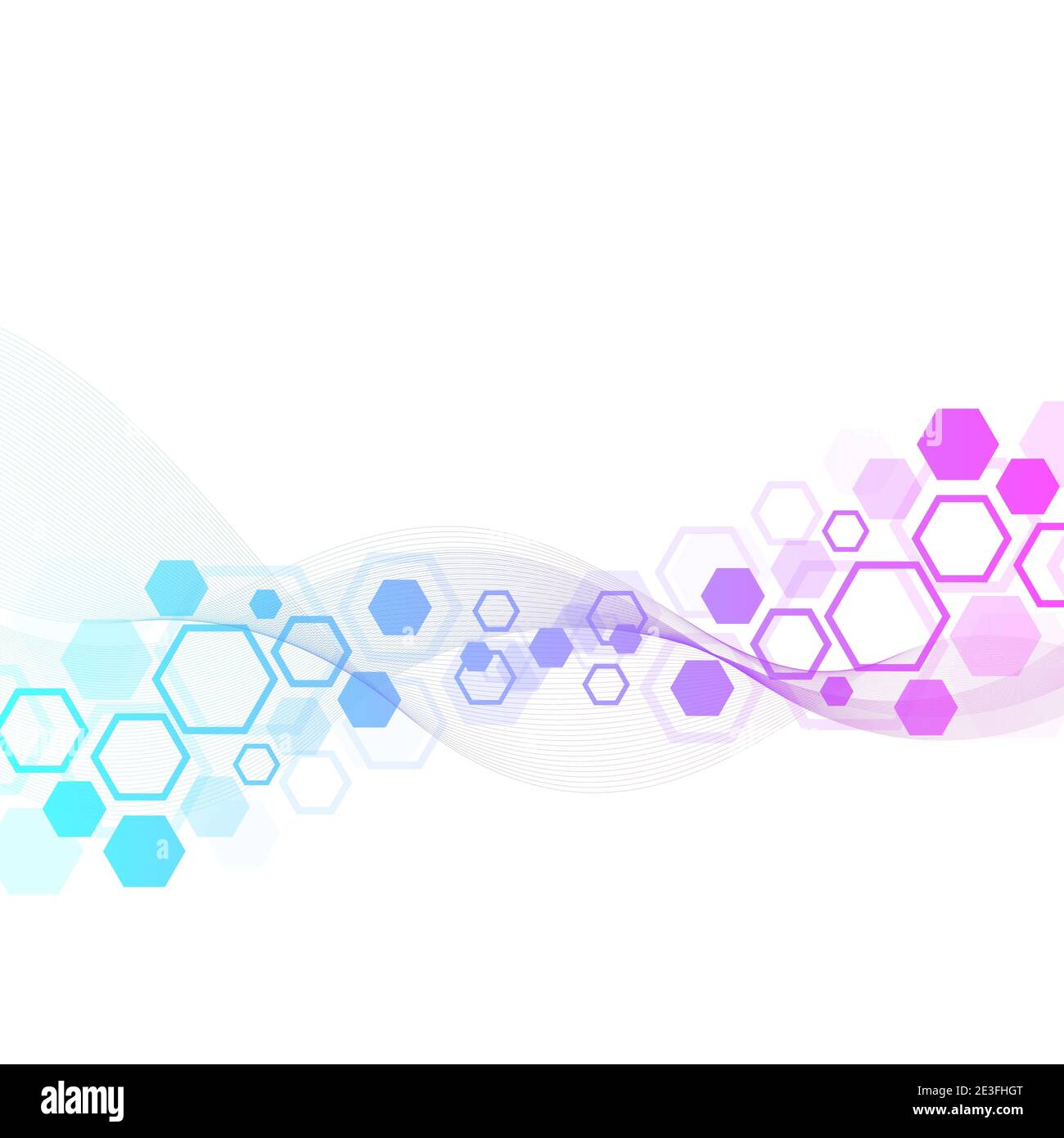 Abstrakter medizinischer Hintergrund. DNA-Forschung. Sechseckige Struktur Molekül und Kommunikation Hintergrund für Medizin, Wissenschaft, Technologie, Illustration. Stockfoto