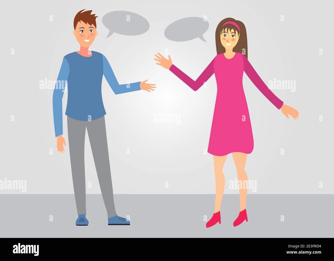 Mann und Frau sprechen draußen Stock Vektor