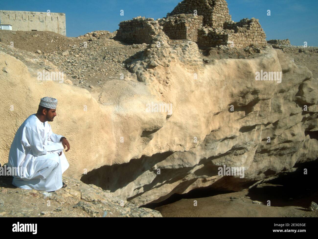 Die Ruinen sind vermutlich die verlorene Stadt Ubar, Oman Stockfoto