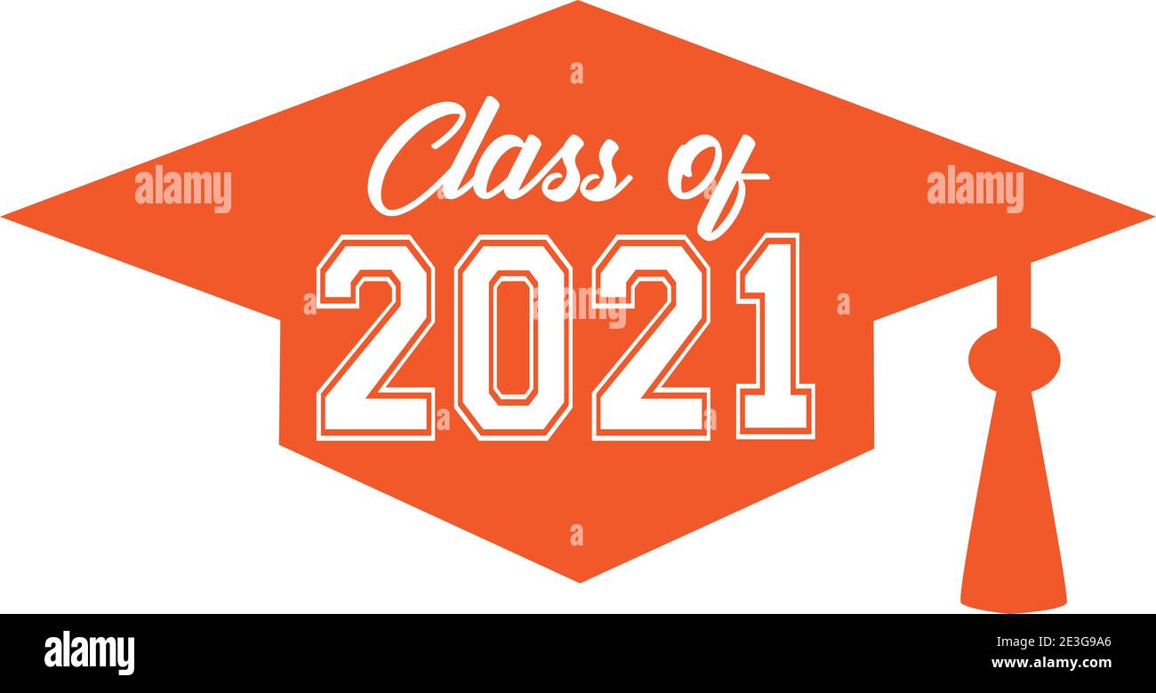 Graduierung Klasse von 2021 Graphic Orange Stockfoto