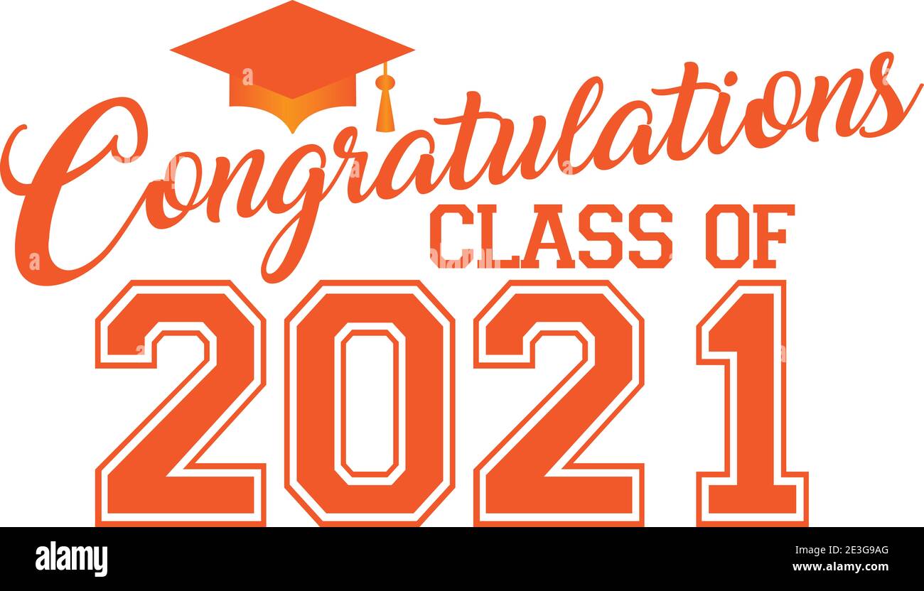 Graduierung Klasse von 2021 Graphic Orange Stockfoto