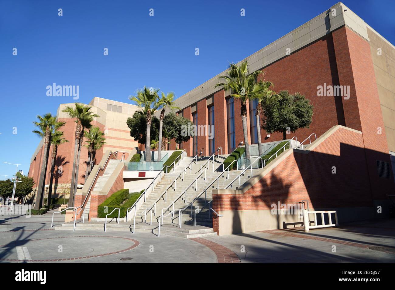 Ein allgemeiner Blick auf das Galen Center auf dem Campus der University of Southern California, Sonntag, 17. Januar 2021, in Los Angeles. Die Arena ist das hom Stockfoto