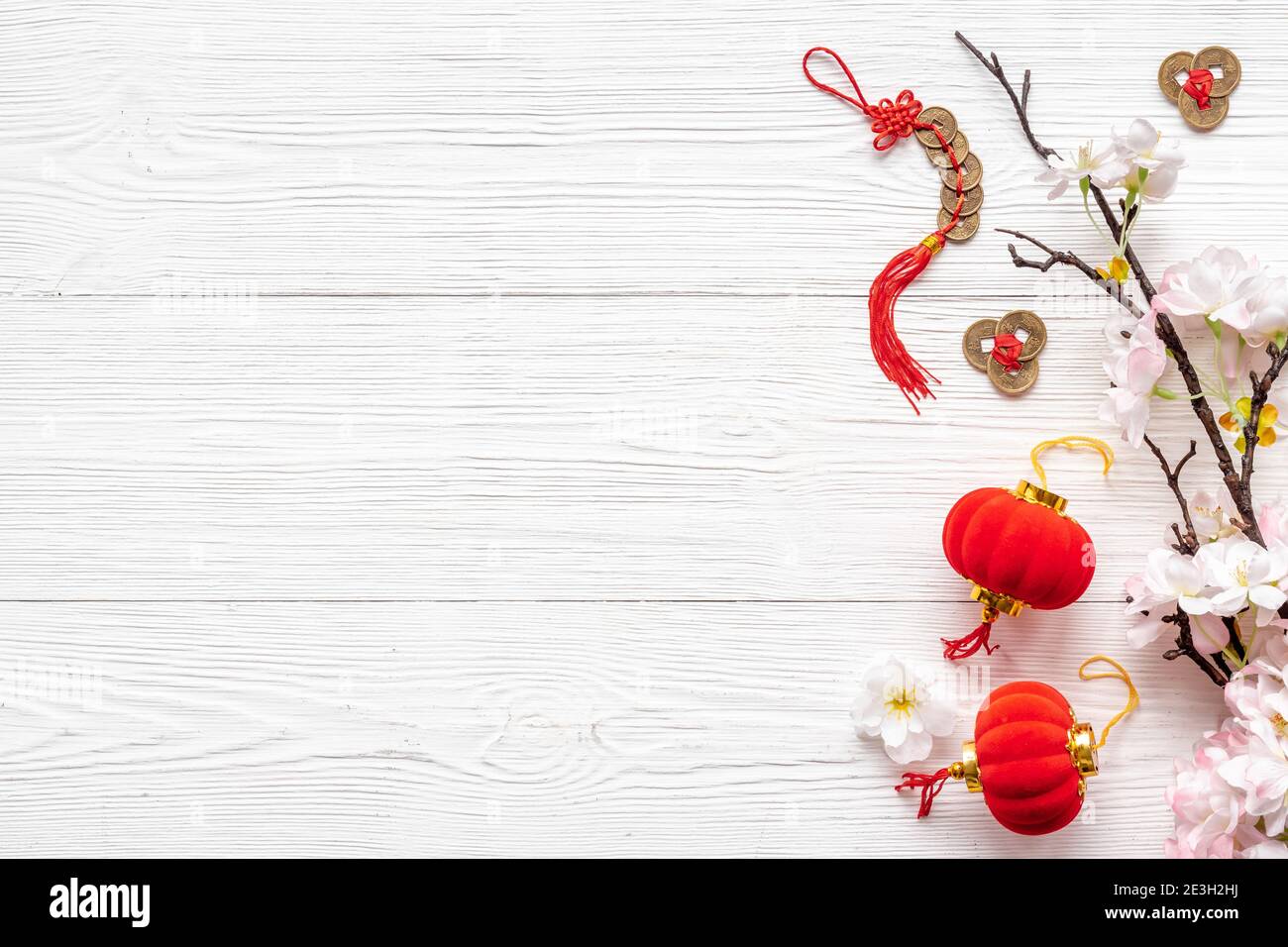 Chinesisch oder Mond Neujahr Wohnung lag mit Platz für Text Stockfoto