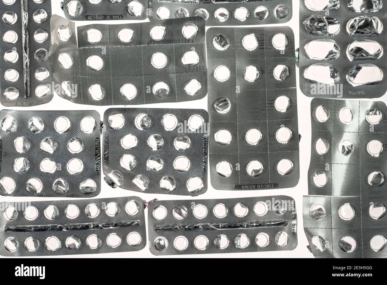 Leere, gebrauchte Medikamente Verpackung, Pillen, Tabletten, Stockfoto