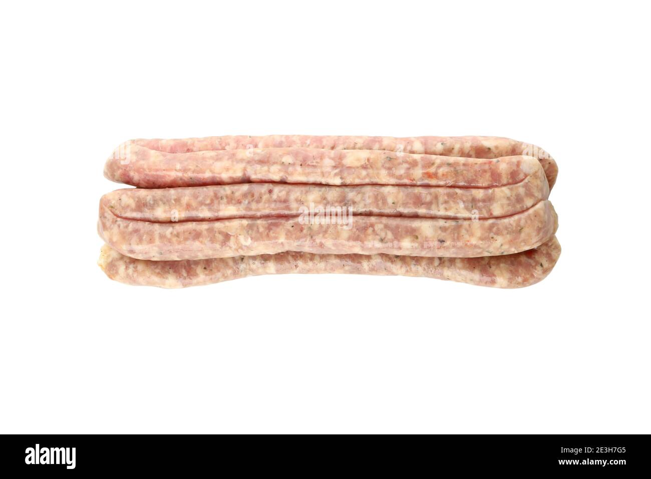 Leckere Rohwürste isoliert auf weißem Hintergrund Stockfoto