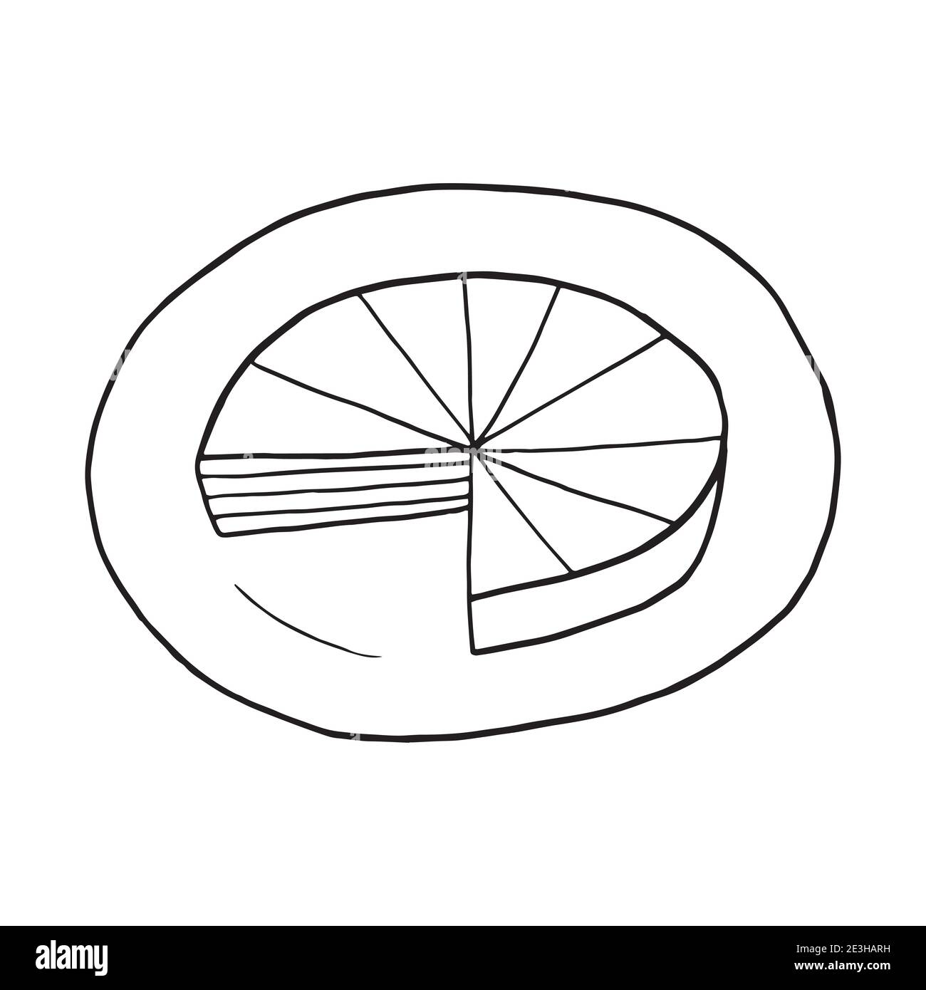 Vektor Hand gezeichnete Doodle prinzregentorte. Bayrische Torte. Deutscher Nachtisch. Design Skizzenelement für Menü Café, Restaurant, Etikett und Verpackung. Stock Vektor