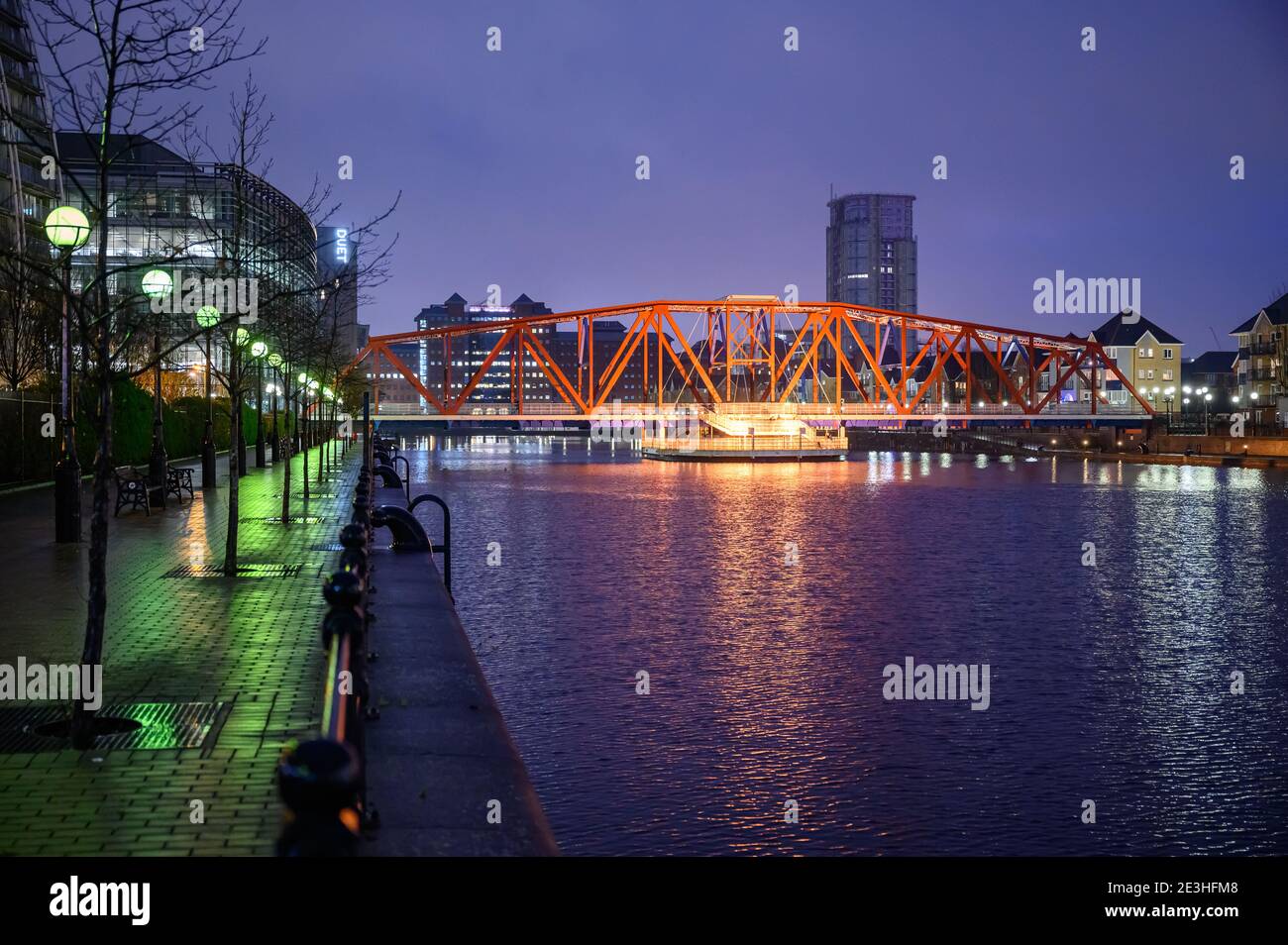 Detroit Bridge - ehemalige Eisenbahnbrücke, Salford Quays, Manchester Stockfoto