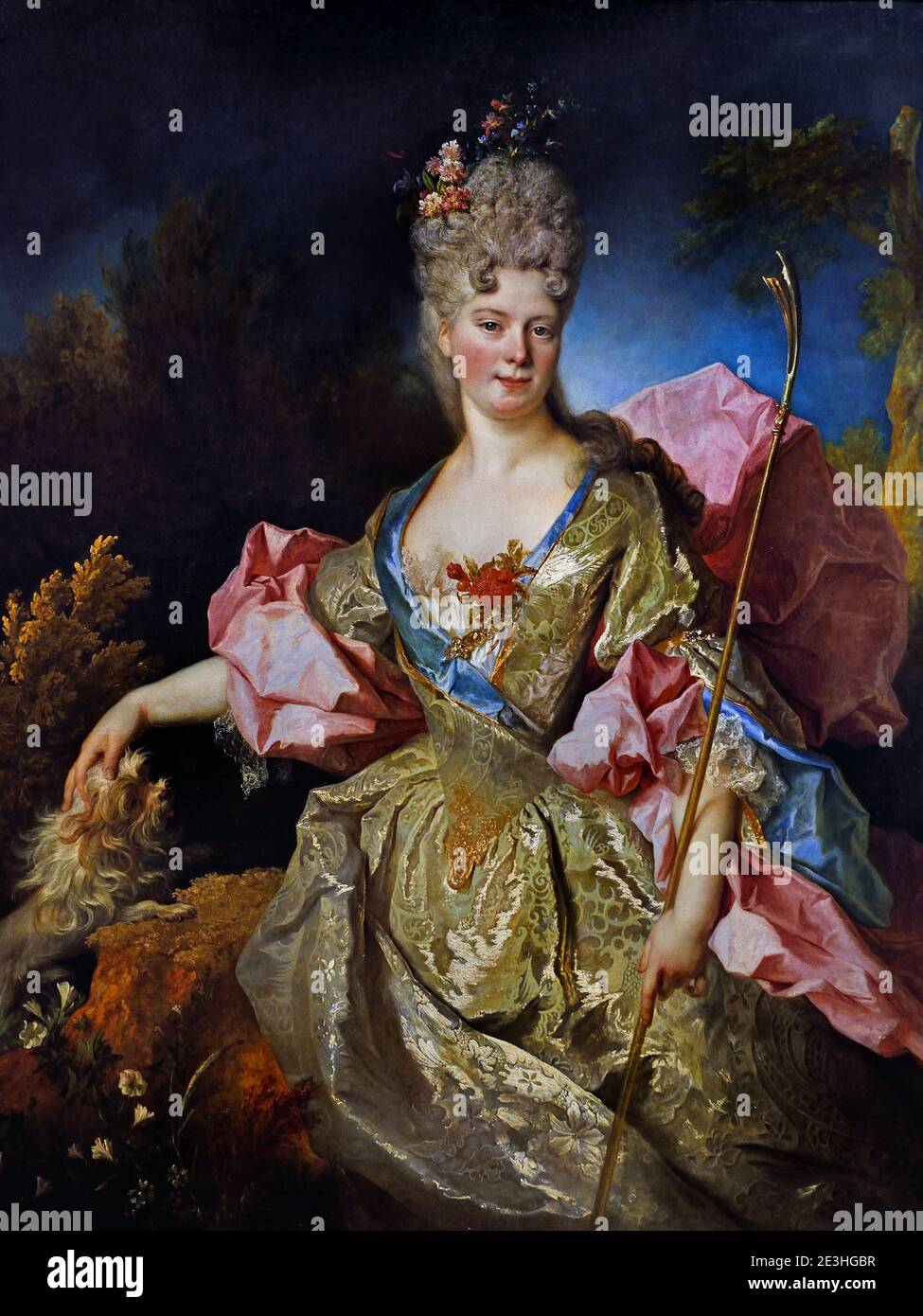 Porträt einer Frau als Astrea, wahrscheinlich Mary Josephine Drummond, Condesa de Castelblanco 1710 Nicolas de Largilierre 1656-1746 Frankreich, Französisch, ( die Sitterin wird als Hirtin Astrea dargestellt, die Heldin eines Pastoralromans aus dem 17. Jahrhundert, L’Astrée, von Honoré d’Urfé ) Stockfoto