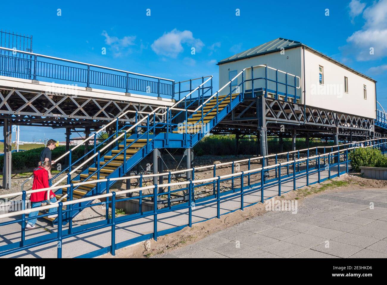 Southport Seafront & Promenade, Ocean Plaza, Ramada Hotel, Bliss Hotel, Genting Casino, Marine Lake, Marine Way Bridge, Pier, Funland, Pleasureland Stockfoto