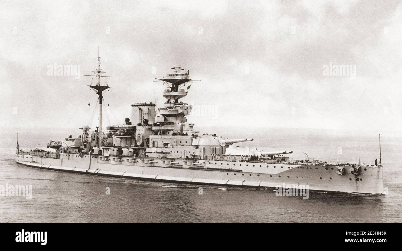HMS Malaya. Von British Warships, veröffentlicht 1940. Stockfoto