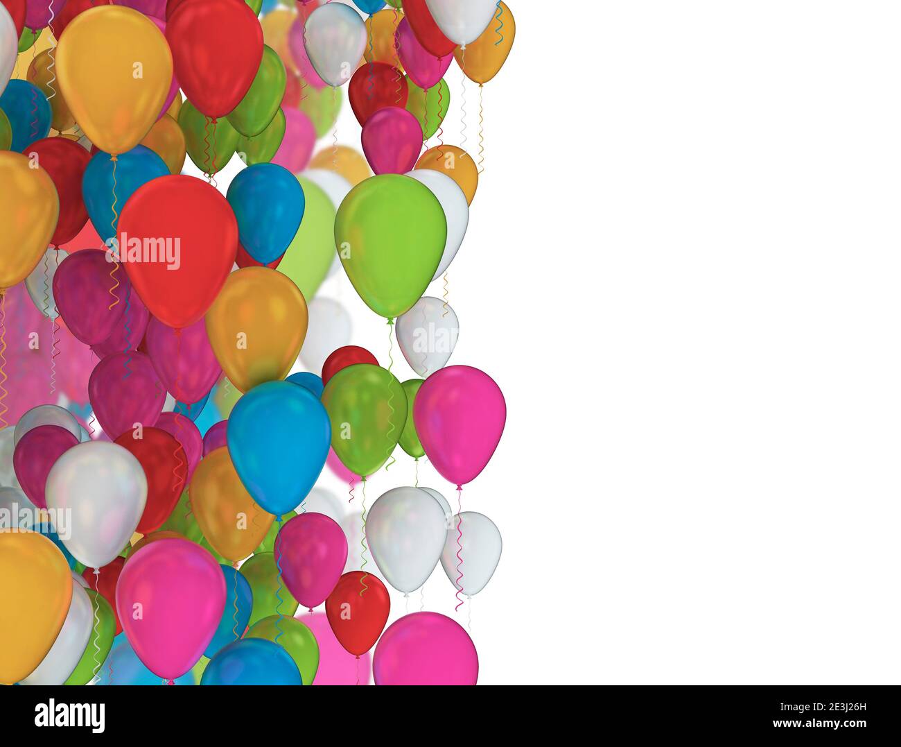 Gruppe von bunten Feier Ballons. Isoliert auf weißem Hintergrund Stockfoto