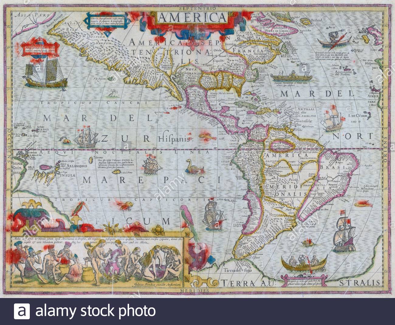 Amerika, Jahrgangskarte von 1635 Stockfoto