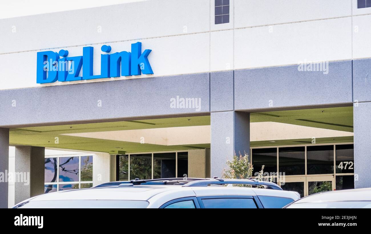 Sep 17, 2020 Fremont / CA / USA - BizLink Hauptsitz im Silicon Valley; BizLink Holding Inc. Bietet Verbindungslösungen Stockfoto