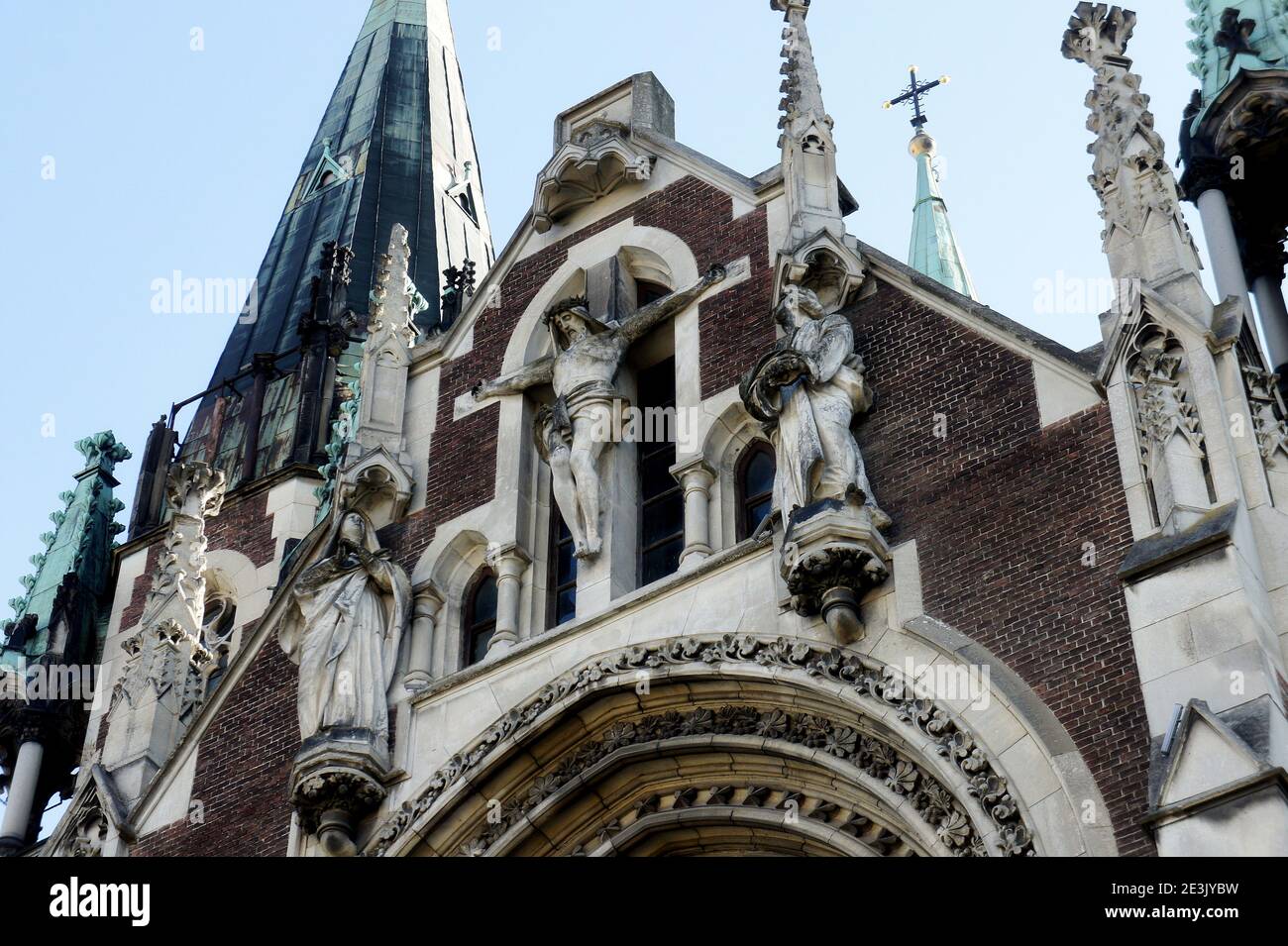 Kreuzigung mit Jesus Christus. Skulptur von Jesus Christus. Stockfoto