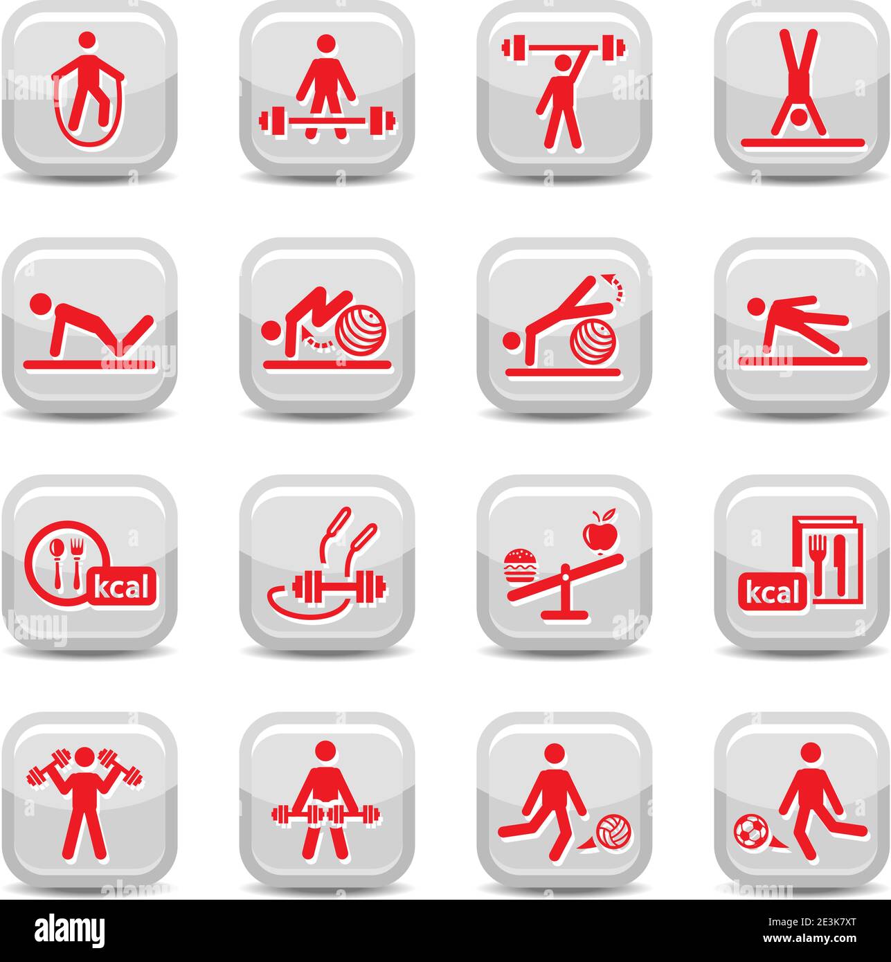 Fitness und Sport Vektor-Icon-Set für Web und mobile. Alle Elemente sind gruppiert. Stock Vektor