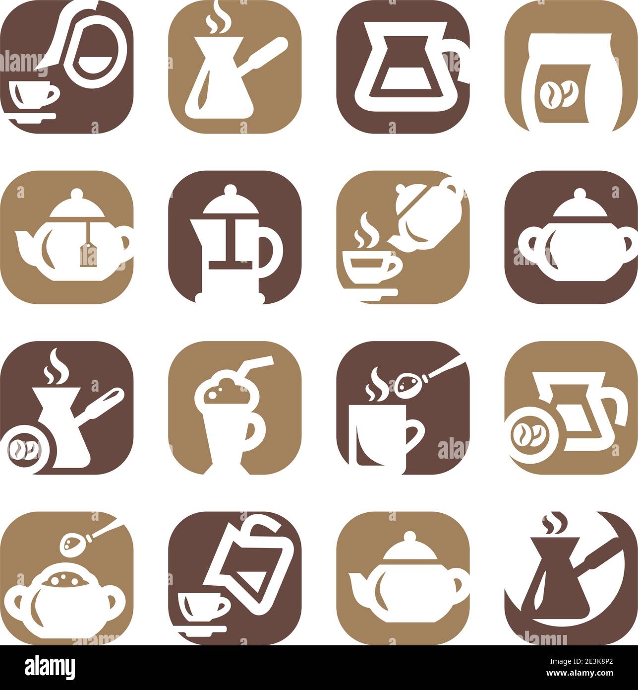 Farbe Kaffee Und Tee Icons Set Für Mobile, Web Und Anwendungen Erstellt. Stock Vektor
