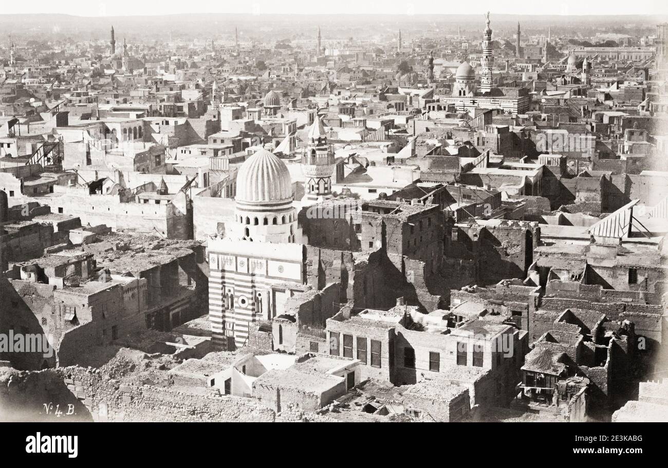 Vintage 19. Jahrhundert Foto: Ansicht der Stadt Kairo von der Zitadelle. Stockfoto