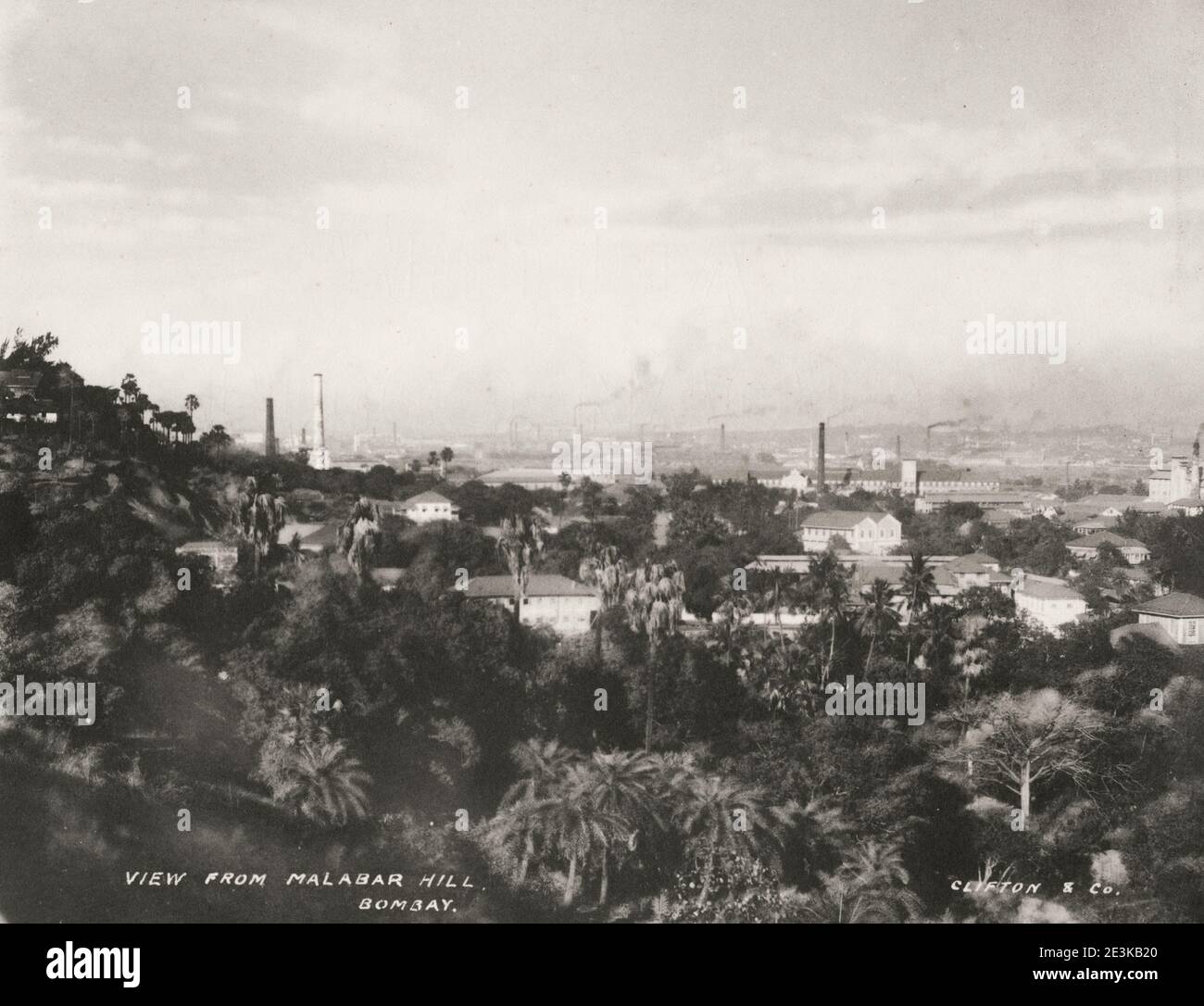 Vintage 19. Jahrhundert Foto: Blick von Malabar Hill, Bombay, Mumbai, Indien/ Stockfoto