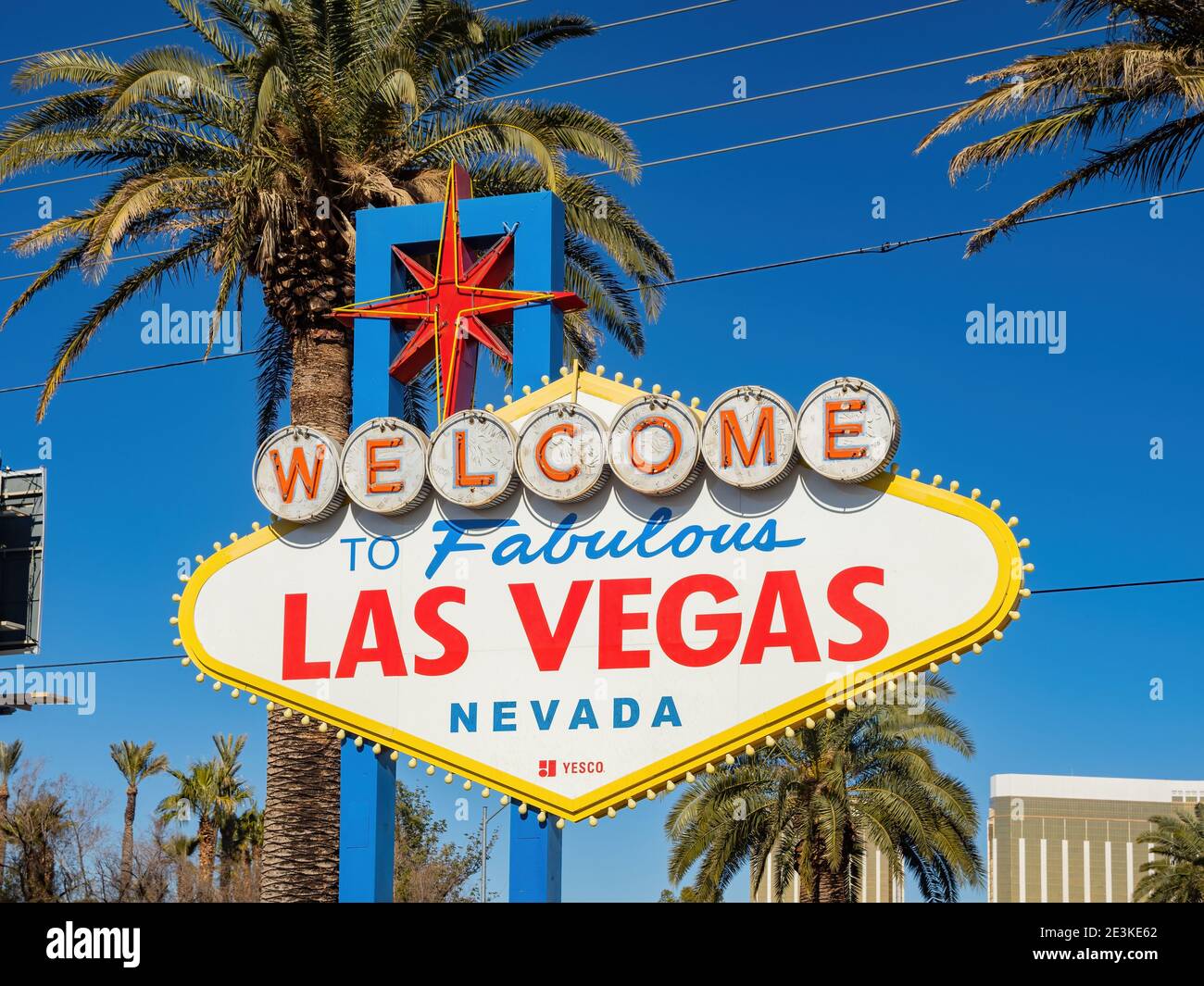 Sonniger Blick auf das Welcome to Fabulous Las Vegas Sign in Las Vegas, Nevada Stockfoto