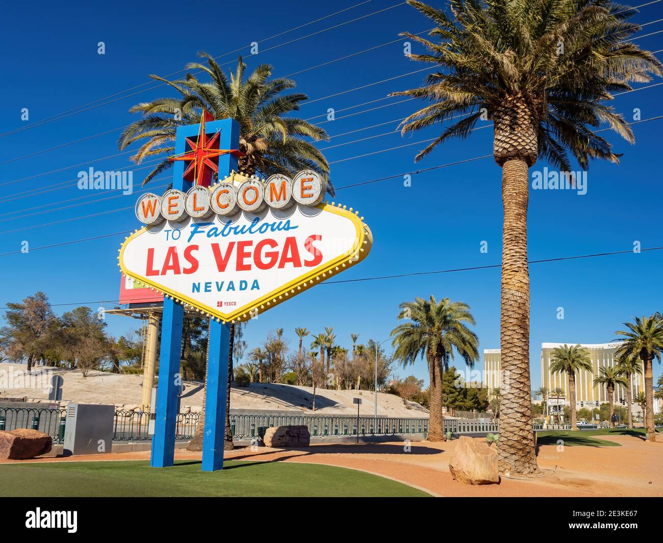 Sonniger Blick auf das Welcome to Fabulous Las Vegas Sign in Las Vegas, Nevada Stockfoto