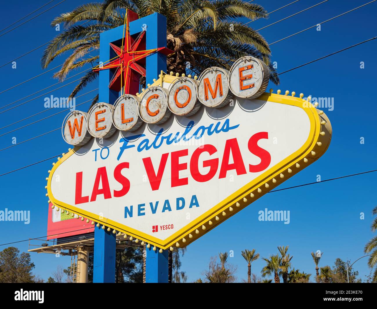 Sonniger Blick auf das Welcome to Fabulous Las Vegas Sign in Las Vegas, Nevada Stockfoto