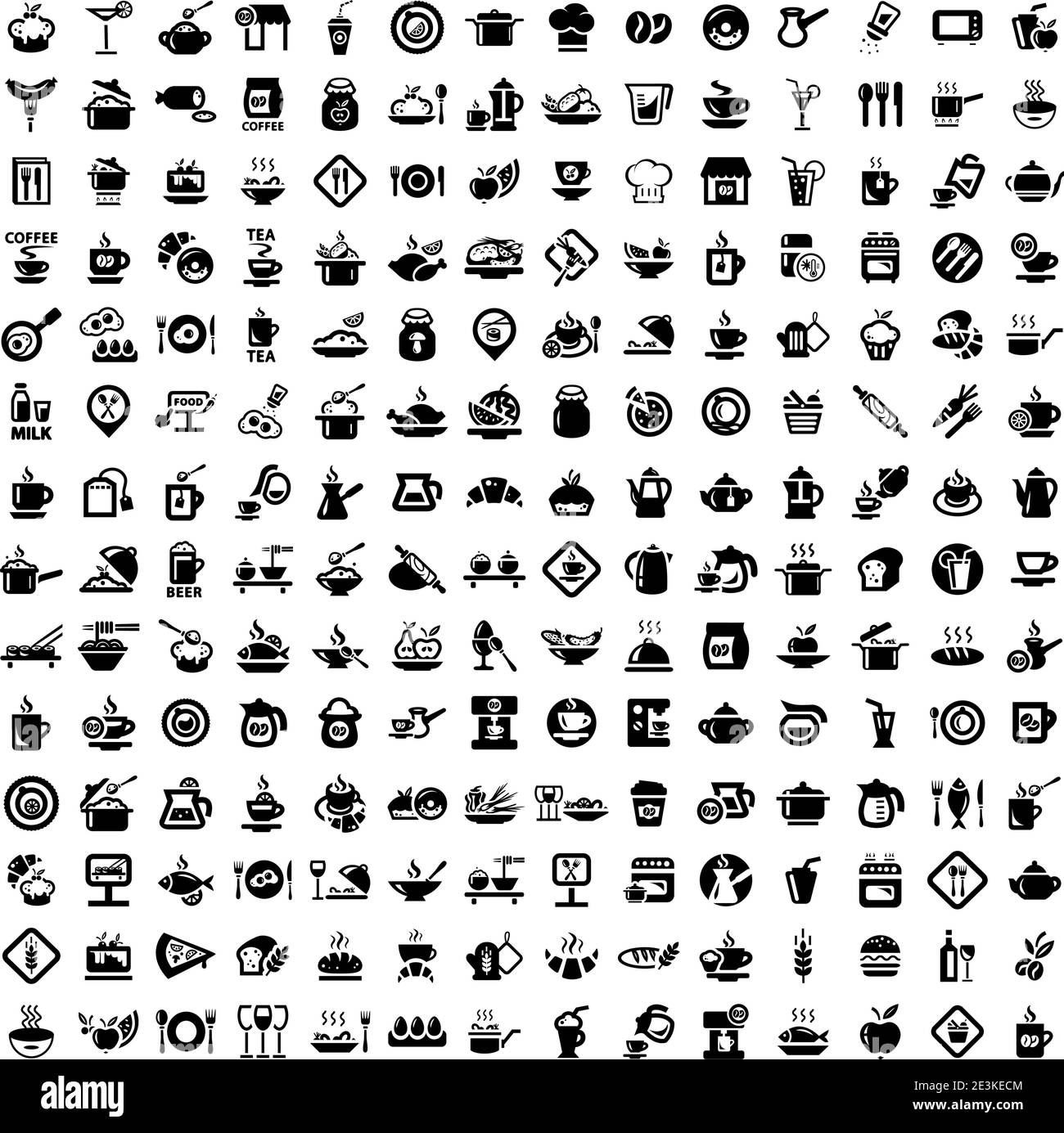 Elegantes Food Icons Set Für Mobile, Web Und Anwendungen. Stock Vektor