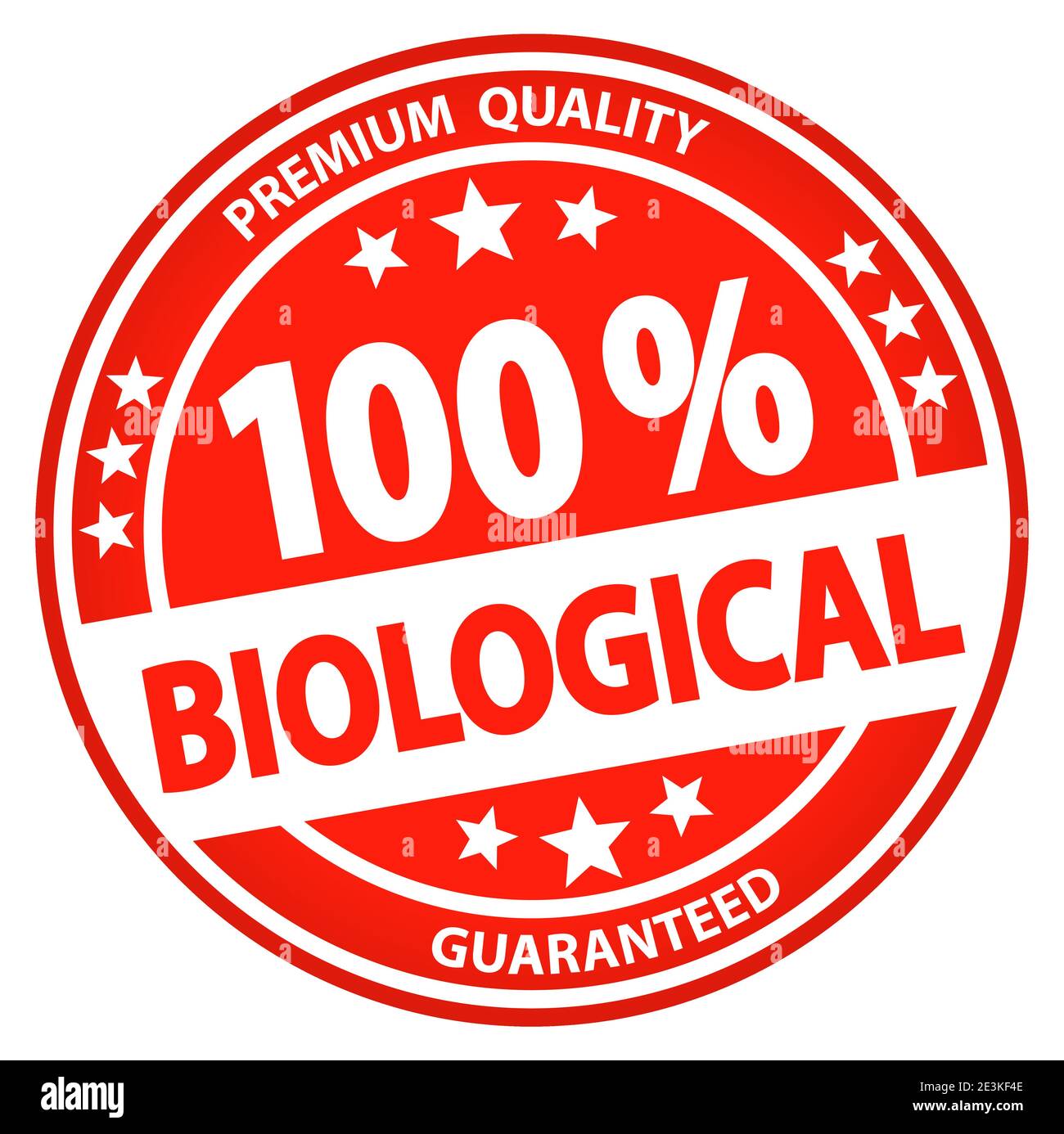 eps-Vektordatei. Runde Taste für Geschäfts- und Werbezwecke, isoliert auf weißem Hintergrund. Mit Text 100% biologisch Stock Vektor