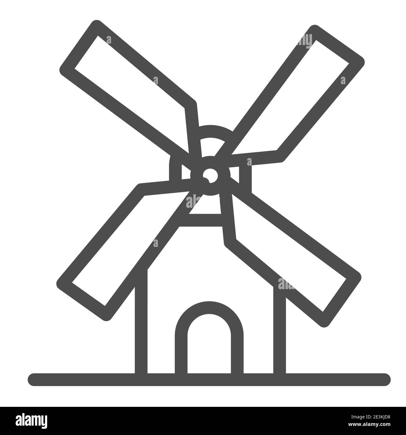 Mill Line Icon, Bäckerkonzept, Windmühle Zeichen auf weißem Hintergrund, Weizenfabrik Icon im Umriss Stil für mobile Konzept und Web-Design. Vektor Stock Vektor