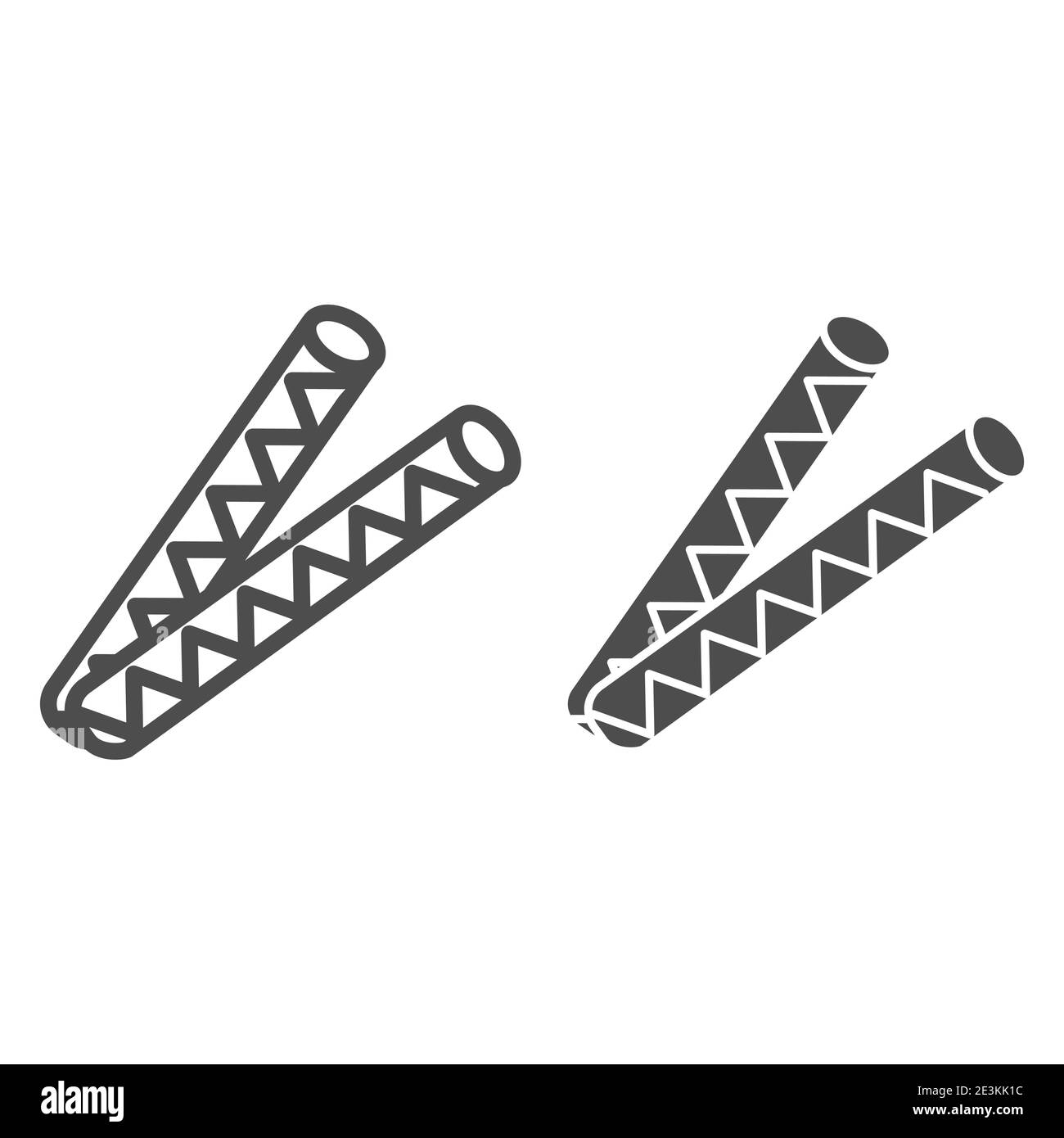 Waffel Bars Linie und solide Ikone, Gebäck Konzept, kondensierte Milch Waffeln Zeichen auf weißem Hintergrund, Waffel Symbol in Umriss Stil für mobile Konzept und Stock Vektor