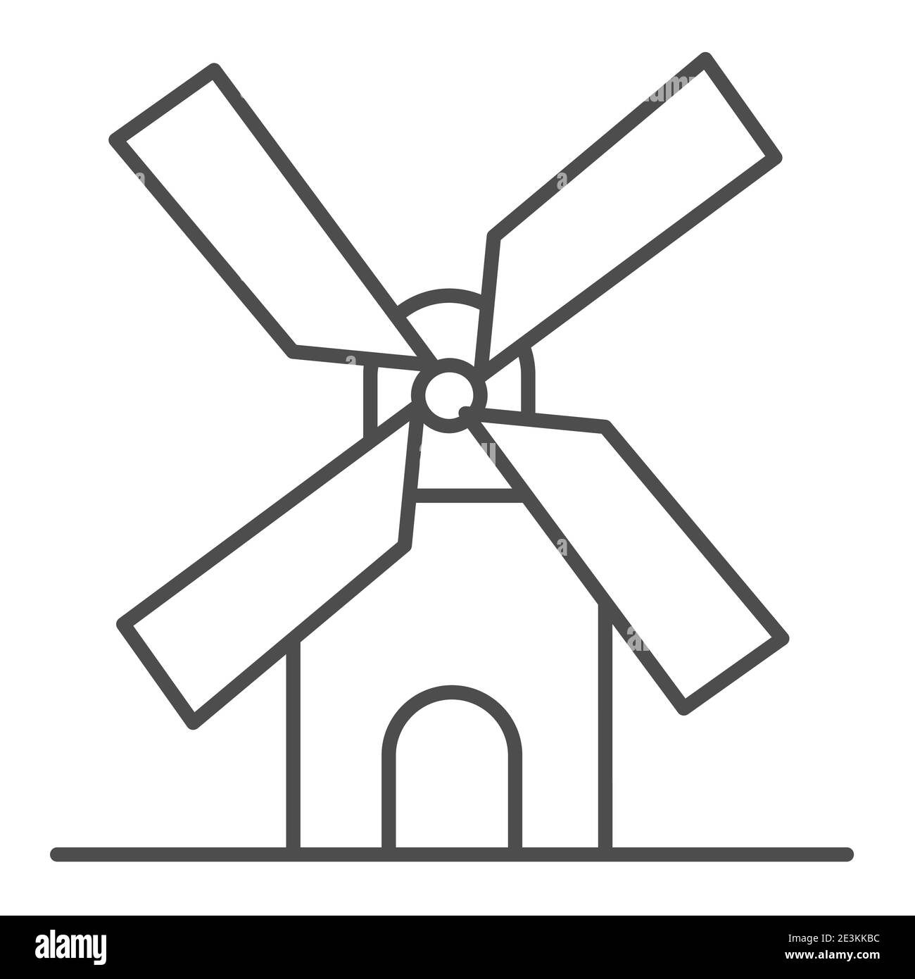 Mühle dünne Linie Symbol, Bäckerei Konzept, Windmühle Zeichen auf weißem Hintergrund, Weizenfabrik Symbol in Umriss Stil für mobile Konzept und Web-Design. Vektor Stock Vektor