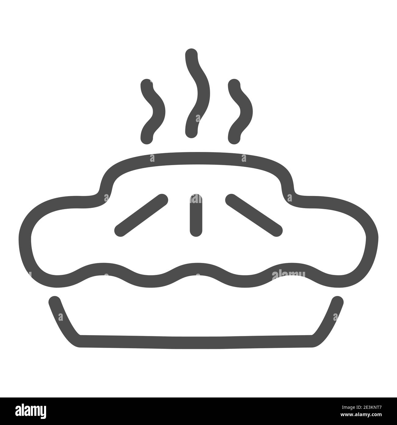 Pie-Linie Symbol, Bäckereikonzept, Tart-Zeichen auf weißem Hintergrund, Hot-Pie-Kuchen-Symbol in Umriss-Stil für mobile Konzept und Web-Design. Vektorgrafiken. Stock Vektor