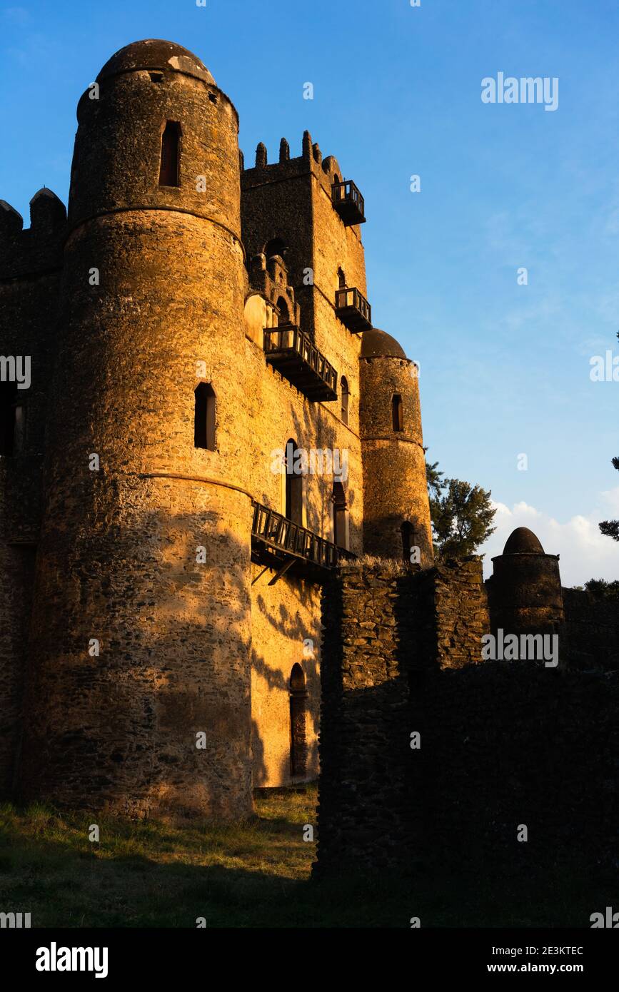 Gondar, Äthiopien - der Fasilidas Palast oder die Burg von Fasilidas wurde im 17. Jahrhundert von Kaiser Fasilidas in Auftrag gegeben. Stockfoto