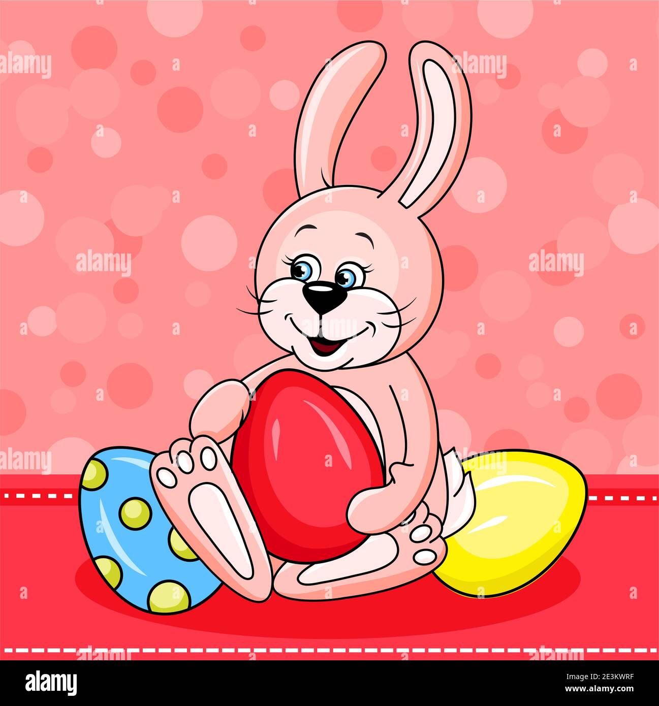 Cute Cartoon Vektor Illustration von Osterhase halten Ei. Stock Vektor