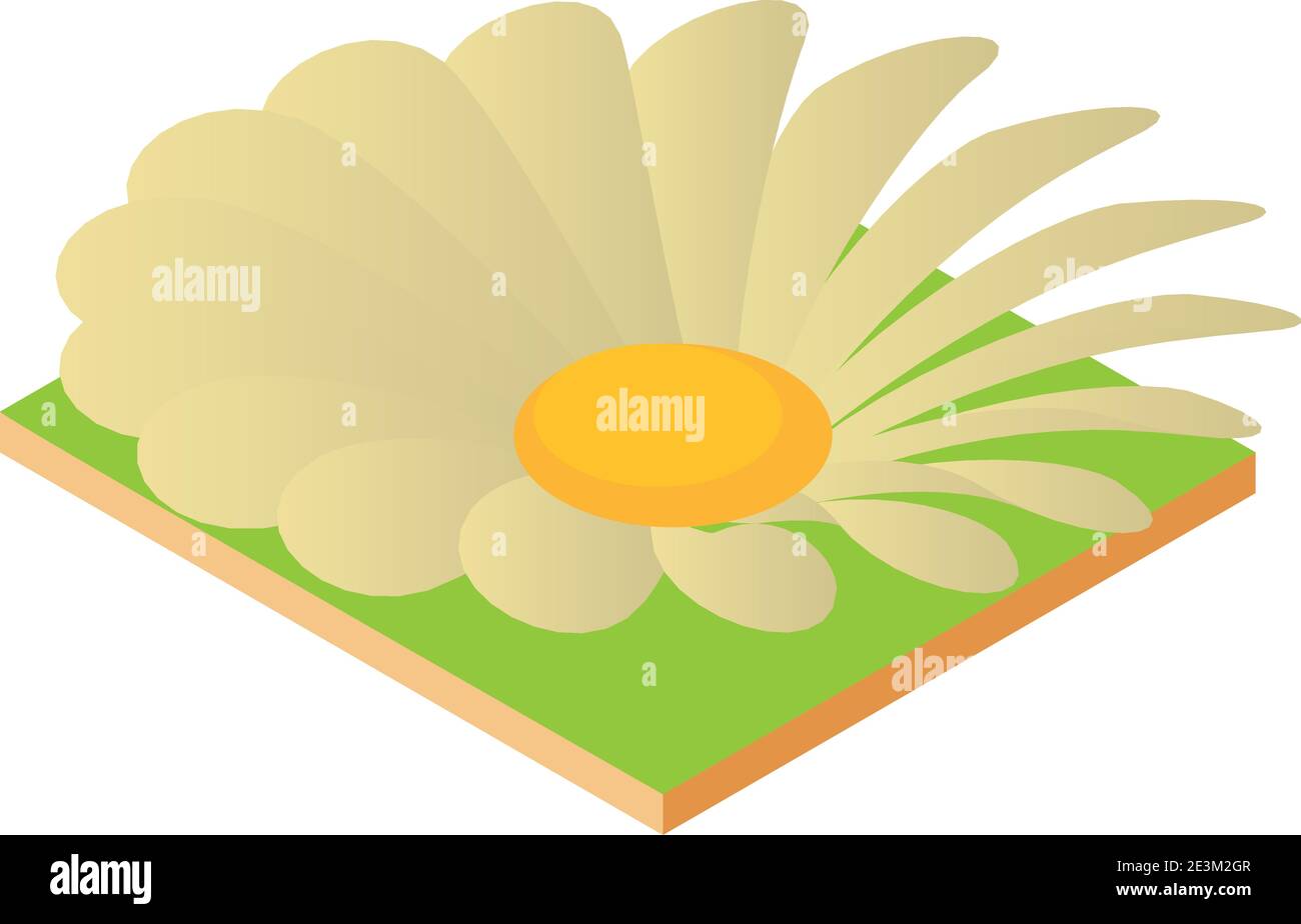 Symbol für Kamillenblüte. Isometrische Darstellung des Vektor-Symbols für Kamillenblüten für Web Stock Vektor