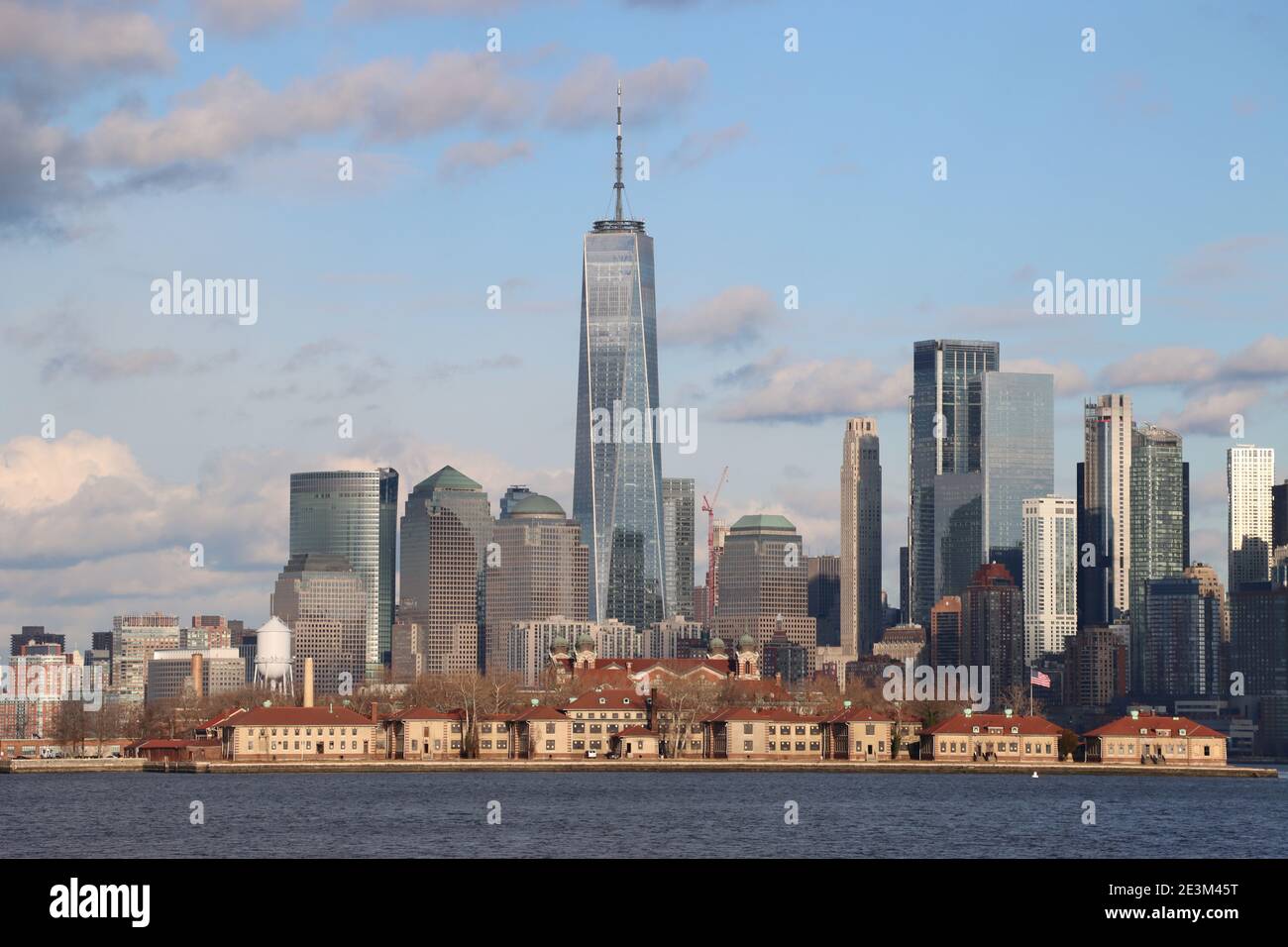 Blick auf die Skyline von New York vom Liberty State Park Stockfoto