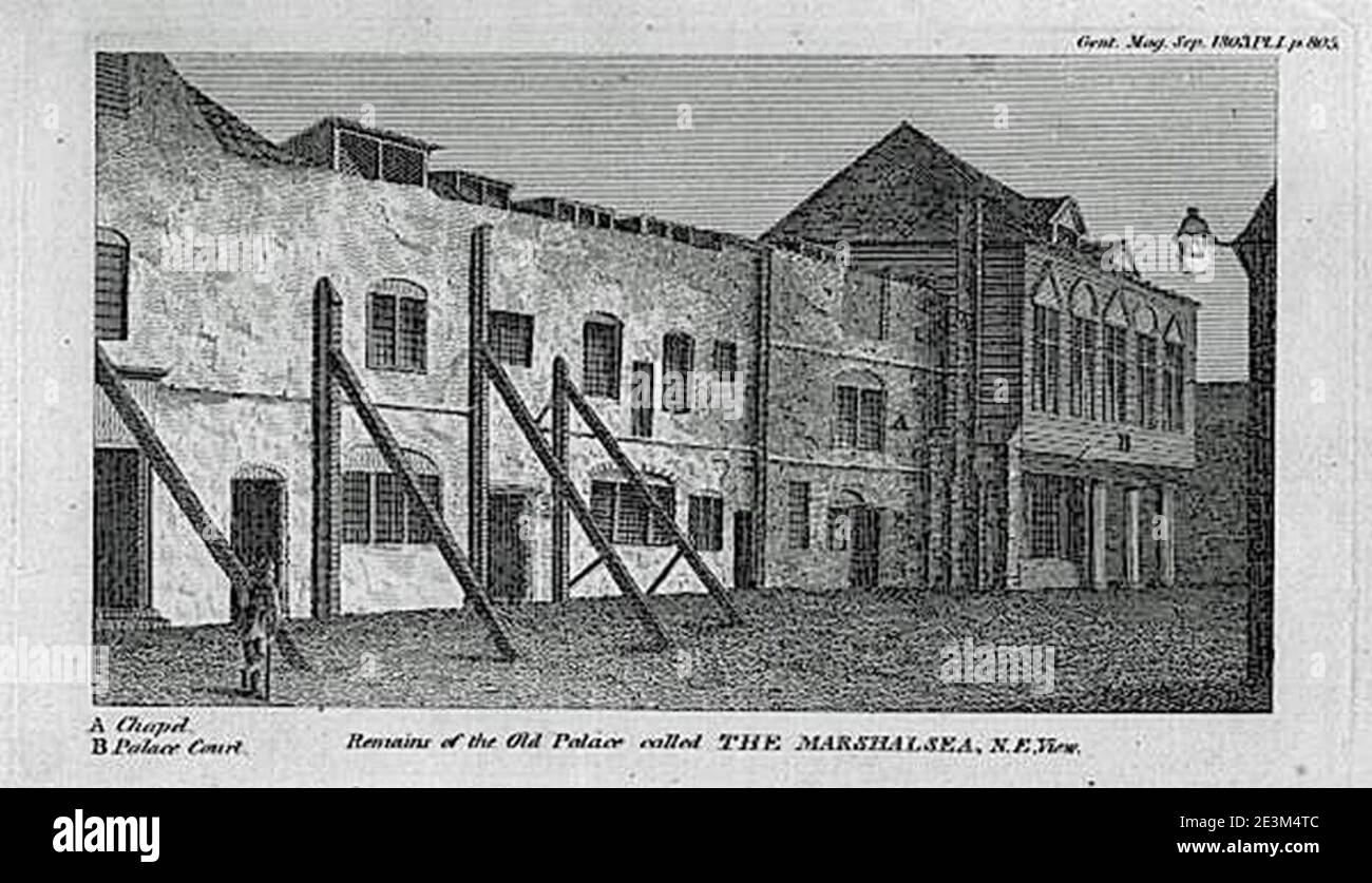 Marshalsea Prison, London, Gentleman's Magazine, 1803. Stockfoto