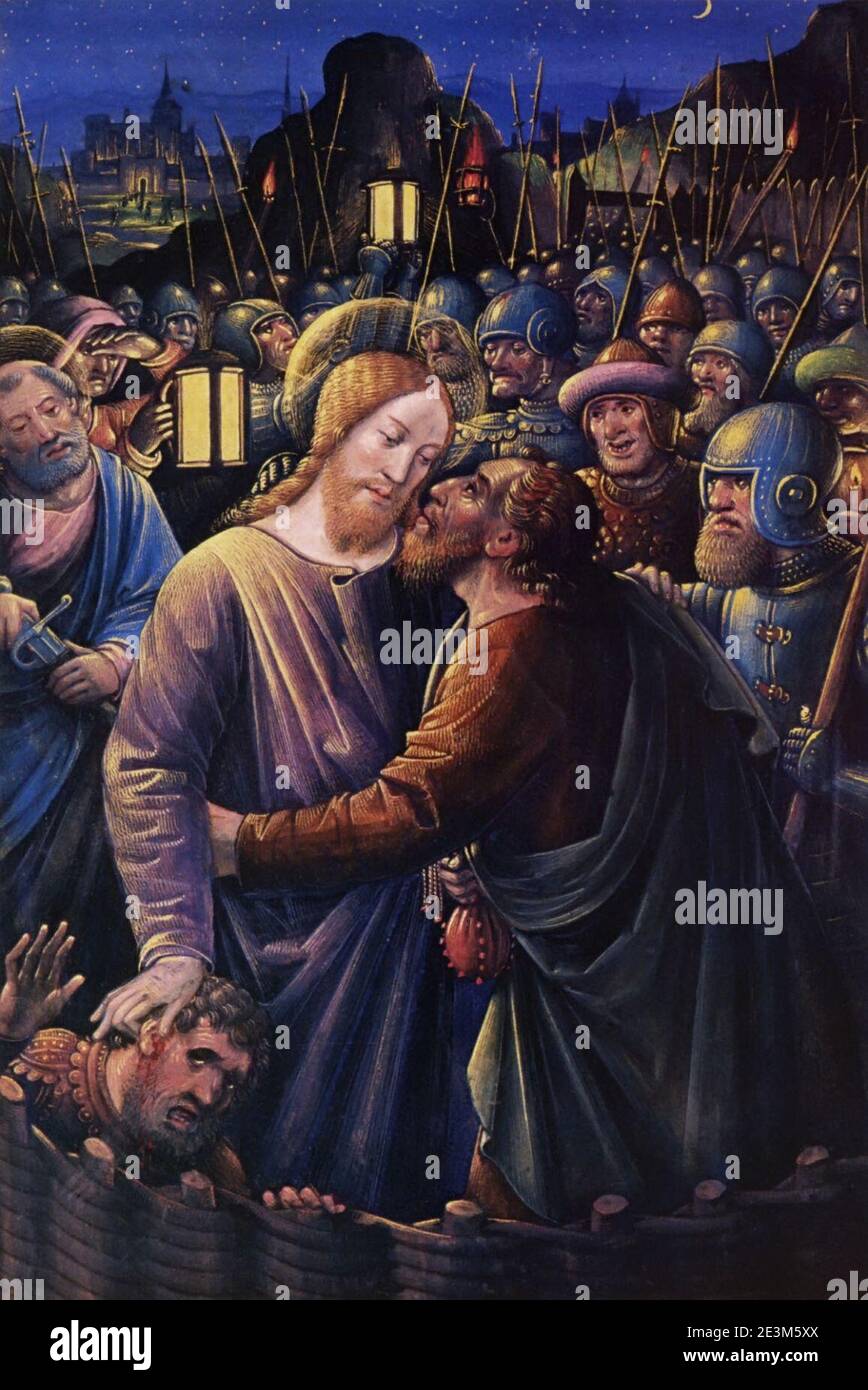Marmottan Jean Bourdichon - Baiser de Judas (sans Cadre). Stockfoto