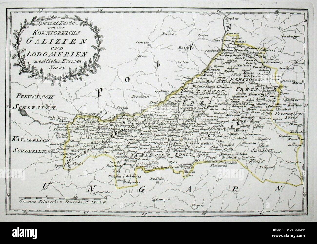 Karte von Galicien im Jahr 1791 von Reilly 035. Stockfoto