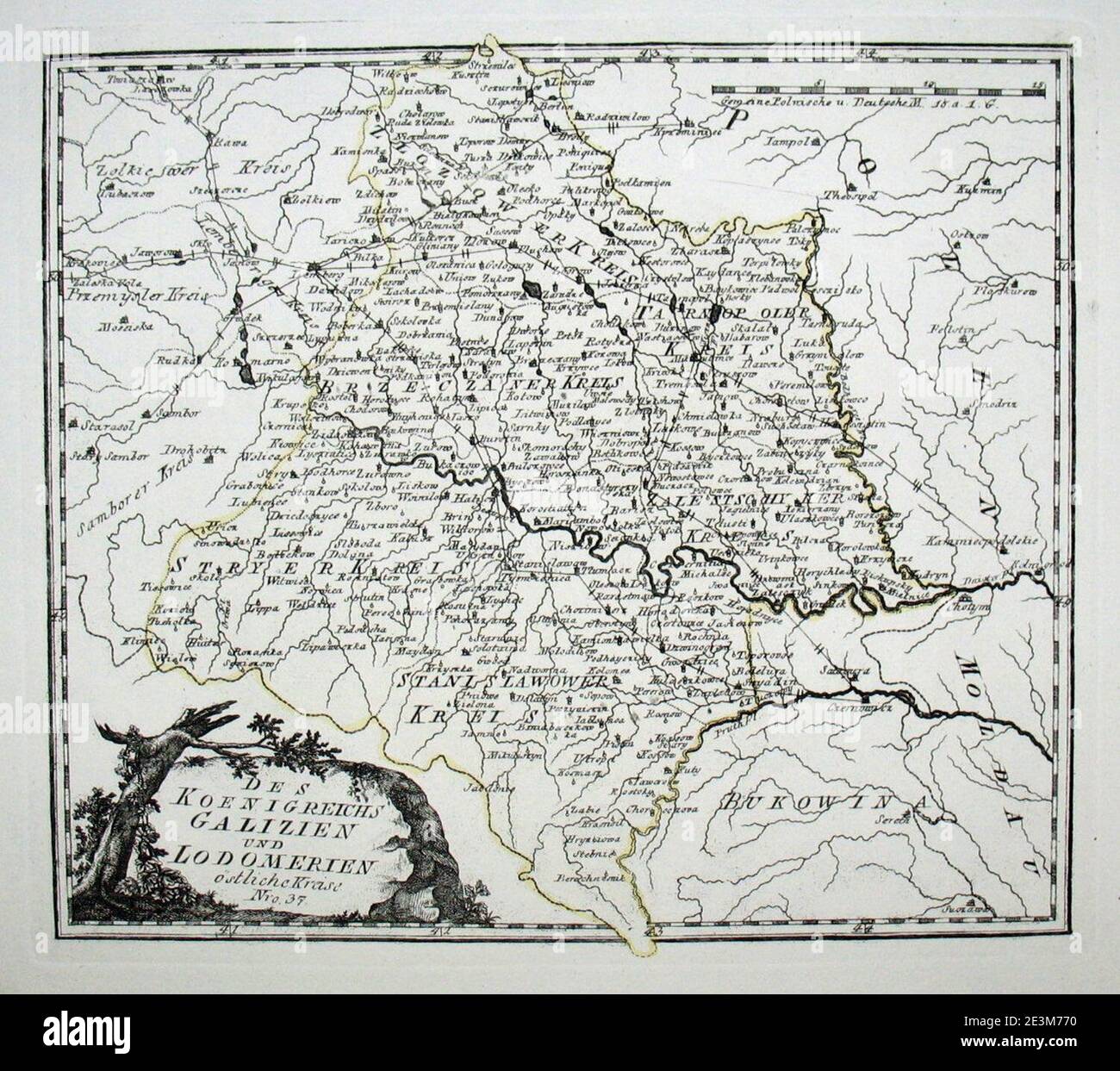 Karte von Galicien im Jahr 1791 von Reilly 037. Stockfoto