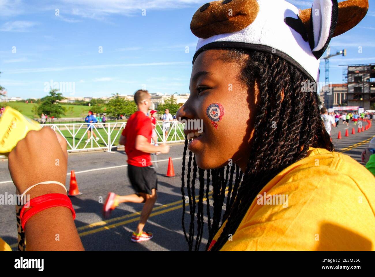 Marathon-Jubel für Marathonläufer 140914 Stockfoto