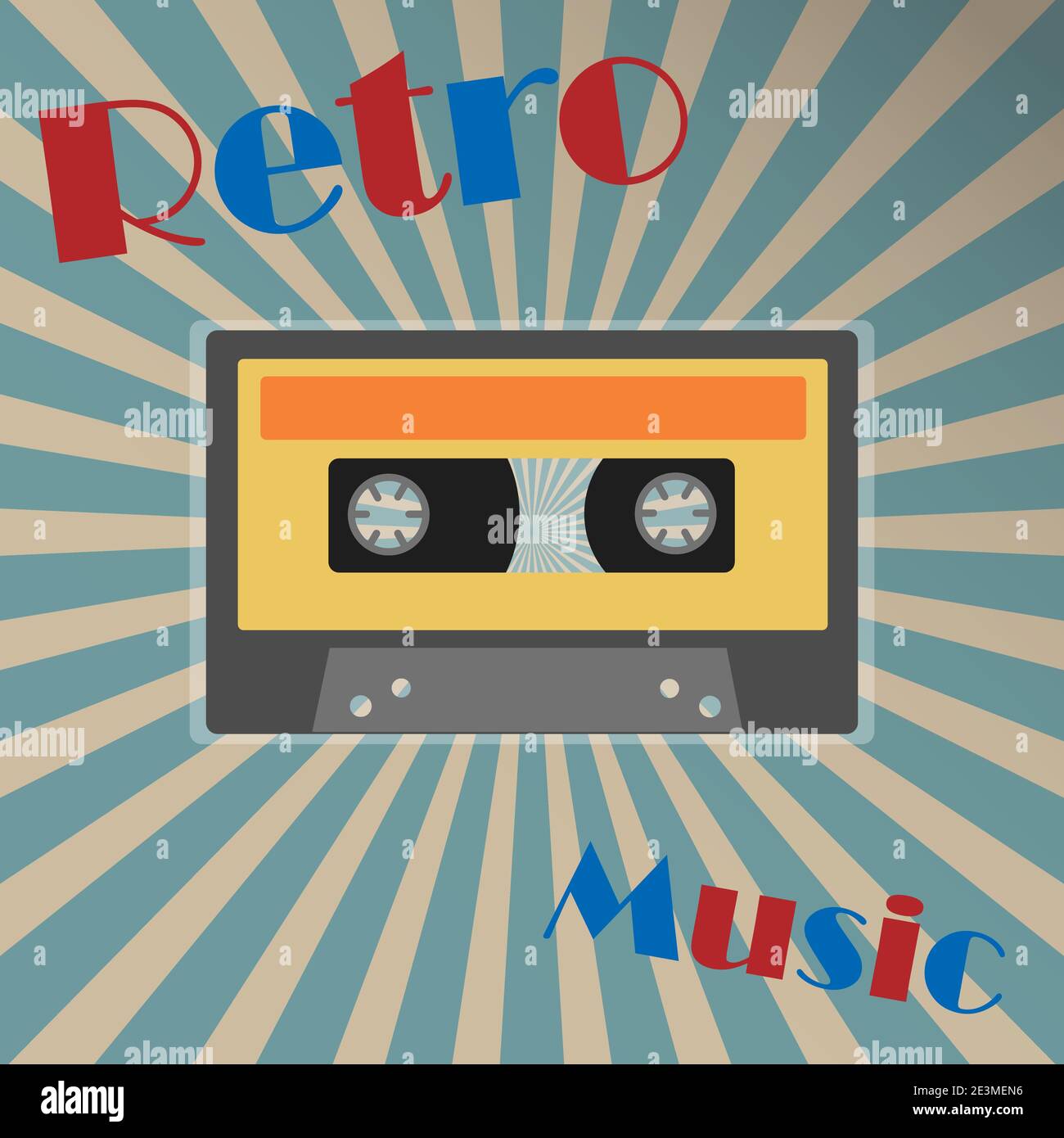 Vintage-Audio-Kassette mit dem Text Retro-Musik Stock Vektor
